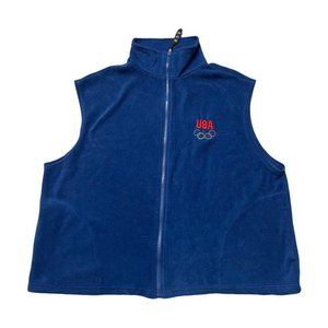 Vintage USA Olympic Made in USA Blue Zip-Up Vest